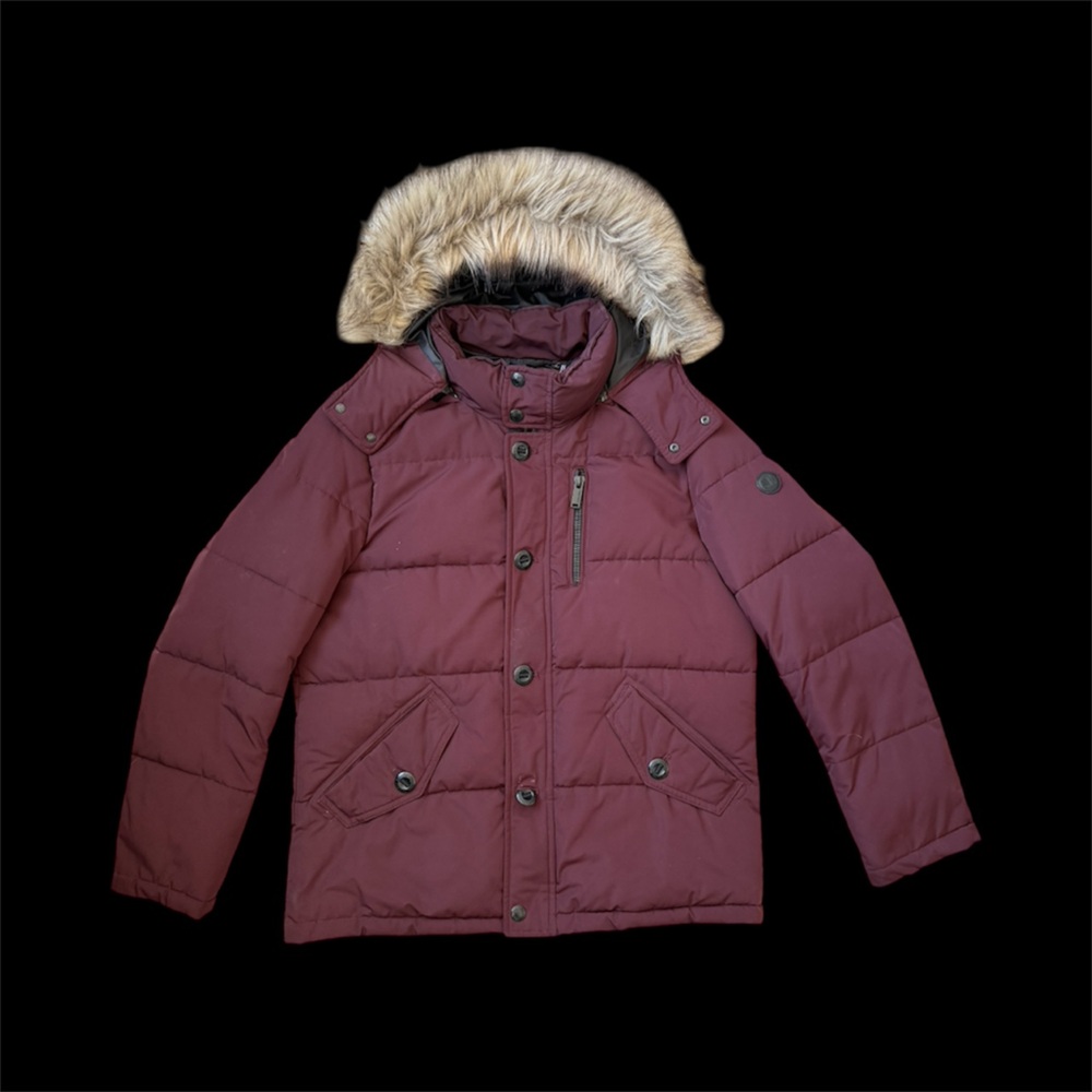 Calvin Klein Men’s Puffer Coat with removable Faux Fur Hood